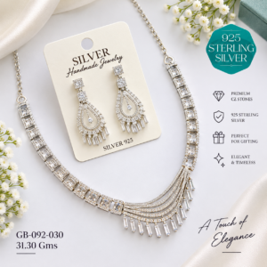 925 Sterling Silver Premium CZ Necklace & Earrings Set