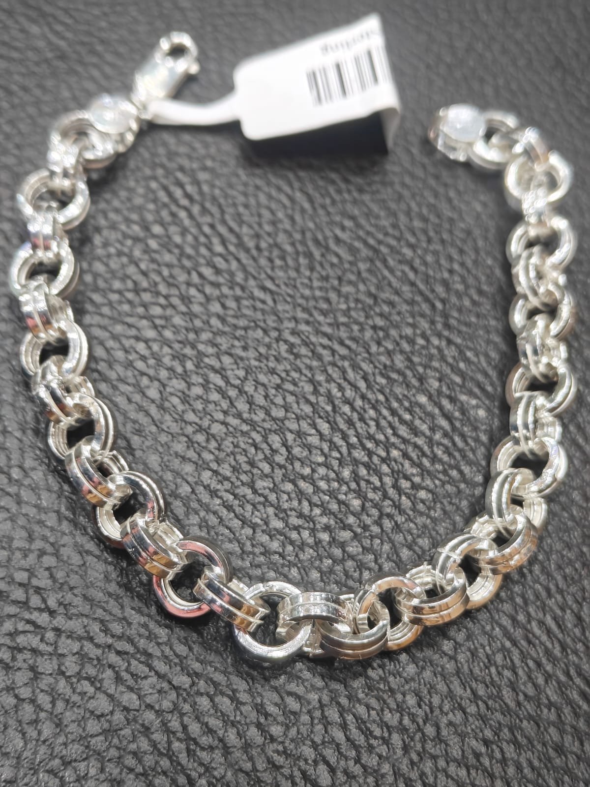 Shop this elegant Italian 925 Sterling Silver Omega Bracelet with an interlocking circular-link design and polished finish. A sophisticated choice for everyday wear and gifting.